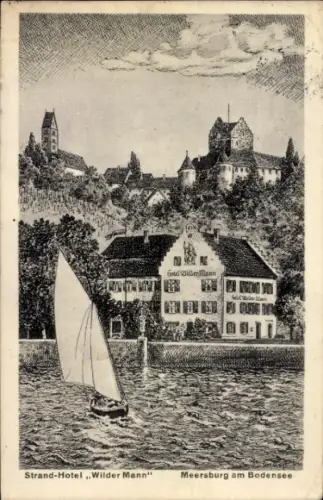 Ak Meersburg a. Bodensee, Strand Hotel Wilder Mann