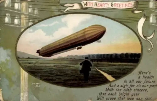 Präge Passepartout Ak Zeppelin, Luftschiff