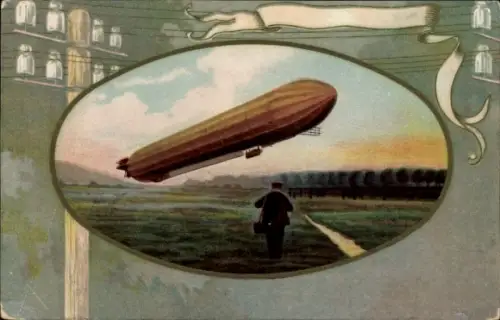 Passepartout Ak Zeppelin, Luftschiff