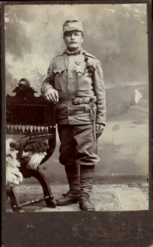 Kabinett Foto Salzburg, Soldat in Uniform, KuK-Armee