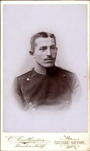 Kabinett Foto Dieuze Duss Duß Lothringen Moselle, Deutscher Soldat in Uniform
