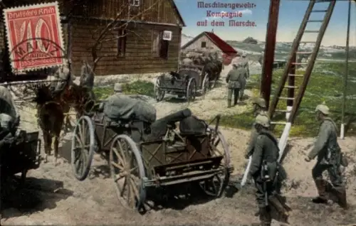 Ak Deutsches Heer, Maschinengewehr-Kompagnie auf dem Marsche