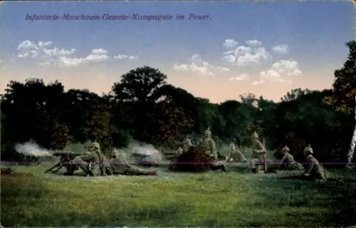 Ak Infanterie Maschinengewehr Kompagnie im Feuer, deutsche Soldaten, I. WK