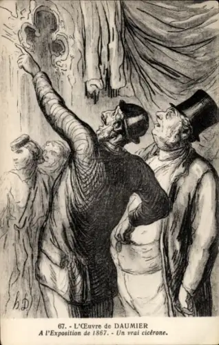 Künstler Ak Daumier, Un vrai cicérone, exposition de 1867