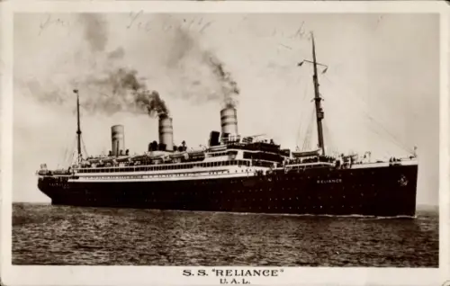 Ak HAPAG UAL Dampfer SS Reliance, Passagierschiff