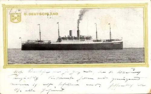 Ak HAPAG Dampfer Deutschland, Hamburg Amerika Linie