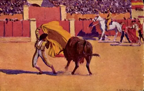 Künstler Ak Bertuchi, Mariano, Un Farol, Stierkampf