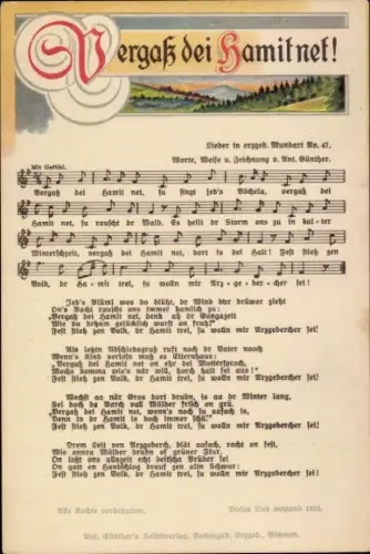 Lied Ak Günther, Anton, Erzgebirgische Mundart 47, Vergaß dei Hamit net