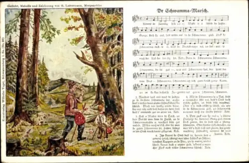Lied Künstler Ak Lattermann, G., Dr Schwamma Marsch, Pilzsucher, Wilhelm Vogel Nr. 114