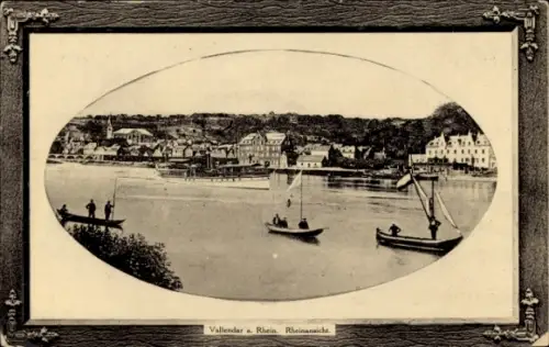 Ak Vallendar am Rhein, Rheinansicht,  Boote auf dem Wasser, Landschaft im Hintergrund