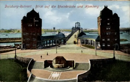 Ak Ruhrort Duisburg im Ruhrgebiet, Rheinbrücke, Homberg
