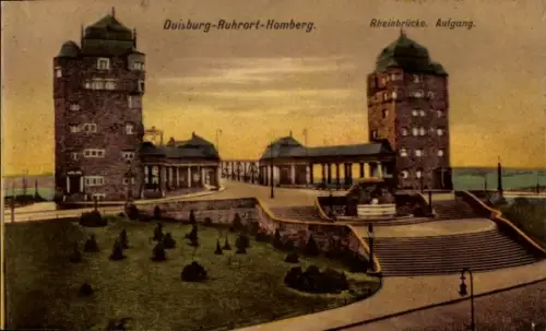 Ak Homberg Ruhrort Duisburg im Ruhrgebiet, Rheinbrücke, Aufgang