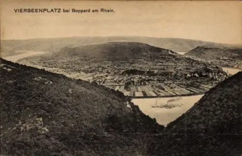 Ak Boppard am Rhein, Viersseenplatz, Boppard am Rhein, Landschaft, Fluss, Schiff