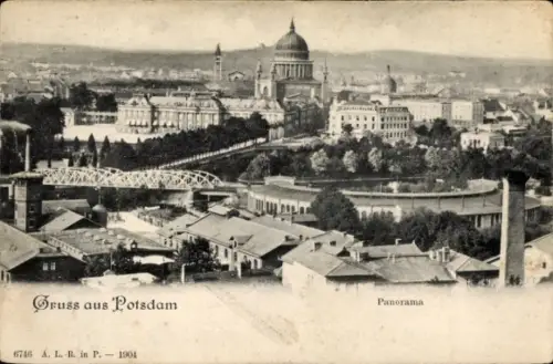 Ak Potsdam, Panorama von  Kuppel der Kirche, Brücke, Stadtansicht