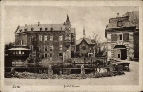 Ak Weeze am Niederrhein, Schloss Wissen, Wasser, Bäume,  Architektur