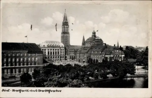 Ak Kiel, Rathaus, Stadttheater