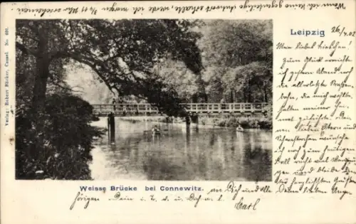 Ak Connewitz Leipzig in Sachsen, Weiße Brücke
