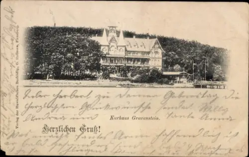 Ak Gråsten Gravenstein Dänemark, Kurhaus  , Glückwünsche, handschriftlicher Text