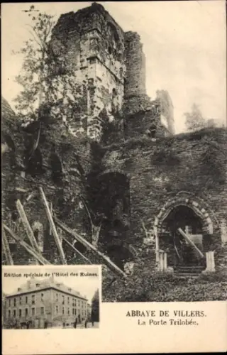 Ak Villers la Ville Wallonisch Brabant, Ruinen der Abtei, Porte Trilobee