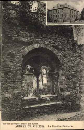 Ak Villers la Ville Wallonisch Brabant, Ruinen der Abtei, das romanische Fenster