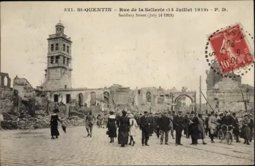 Ak Laon Aisne, Rue de la Sellerie, 1919, Kriegszerstörung I. WK