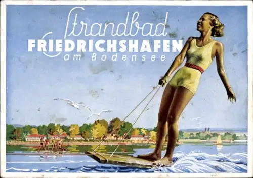 Ak Friedrichshafen am Bodensee, Strandbad, Werbung