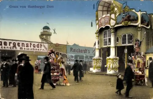 Ak Hamburg Mitte Altstadt, Besucher auf dem Dom, Fahrgeschäfte, Stände,  Reichardts