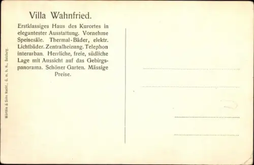 Künstler Ak Bad Elster im Vogtland, Villa Wahnfried