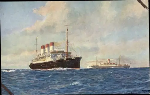 Künstler Ak Dampfschiff Cap Polonio passiert Antonio Delfino in der Biscaya, HSDG