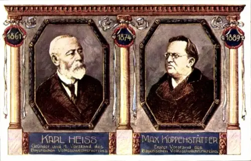 Künstler Ak Regensburg, Karl Heiss, Max Koppenstätter, Bayr. Volksschullehrerverein