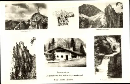 Foto Ak Tegernsee in Oberbayern, Suttenhütte, Jugendheim der Industriegewerkschaft Bau Steine Erden