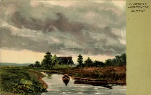 Passepartout Ak Worpswede in Niedersachsen, Daheim, Ruderboote