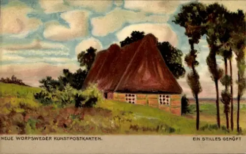 Künstler Ak Worpswede in Niedersachsen, stilles Gehöft