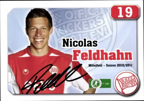 Autogrammkarte Fußballer Nicolas Feldhahn, Kickers Offenbach, Autogramm