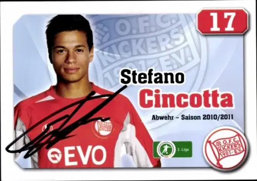 Autogrammkarte Fußballer Stefano Cincotta, Kickers Offenbach, Autogramm