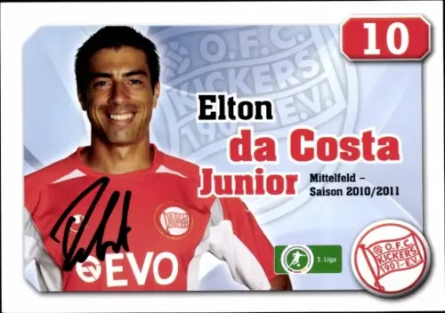 Autogrammkarte Fußballer Elton da Costa Junior, Kickers Offenbach, Autogramm