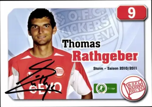 Autogrammkarte Fußballer Thomas Rathgeber, Kickers Offenbach, Autogramm