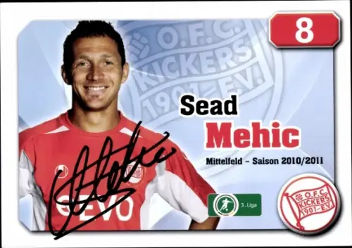 Autogrammkarte Fußballer Sead Mehic, Kickers Offenbach, Autogramm
