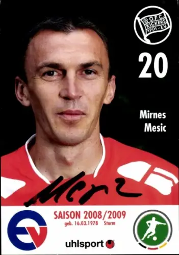 Autogrammkarte Fußballer Mirnes Mesic, Kickers Offenbach, Autogramm