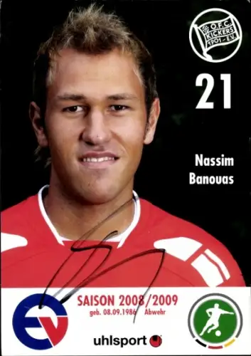 Autogrammkarte Fußballer Nassim Banouas, Kickers Offenbach, Autogramm