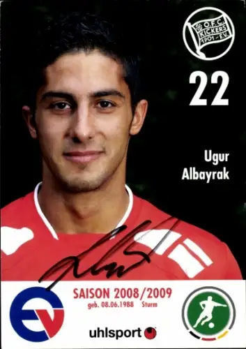 Autogrammkarte Fußballer Ugur Albayrak, Kickers Offenbach, Autogramm