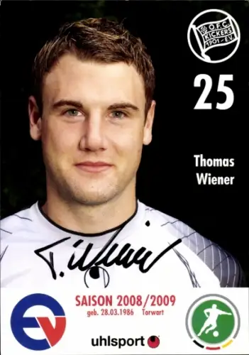 Autogrammkarte Fußballer Thoams Wiener, Kickers Offenbach, Autogramm