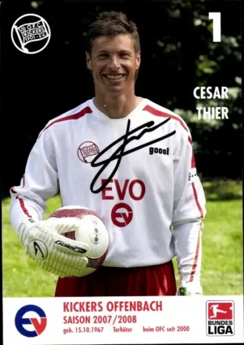 Autogrammkarte Fußballer Cesar Thier, Kickers Offenbach, Autogramm