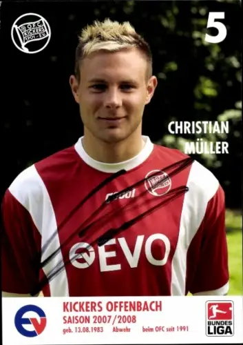 Autogrammkarte Fußballer Christian Müller, Kickers Offenbach, Autogramm