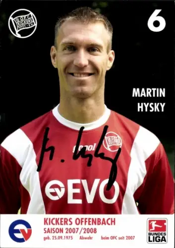 Autogrammkarte Fußballer Martin Hysky, Kickers Offenbach, Autogramm
