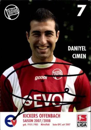 Autogrammkarte Fußballer Daniyel Cimen, Kickers Offenbach, Autogramm