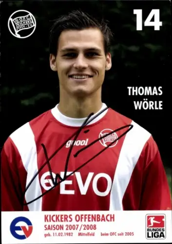 Autogrammkarte Fußballer Thomas Wörle, Kickers Offenbach, Autogramm