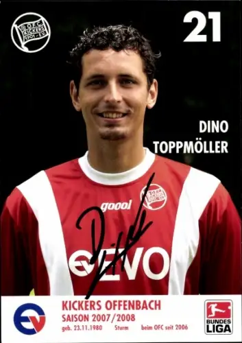 Autogrammkarte Fußballer Dino Toppmöller, Kickers Offenbach, Autogramm