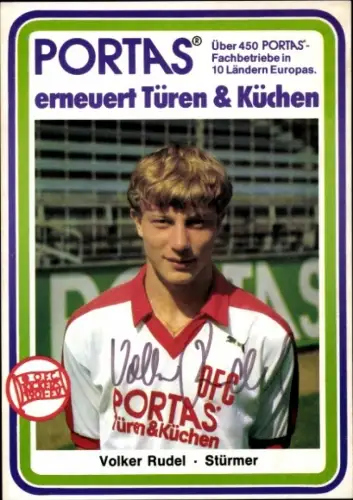 Autogrammkarte Fußballer Volker Rudel, Kickers Offenbach, Autogramm