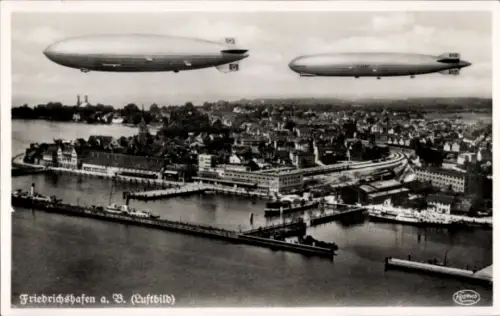 Ak Friedrichshafen am Bodensee, Zeppelin, Stadtpanorama